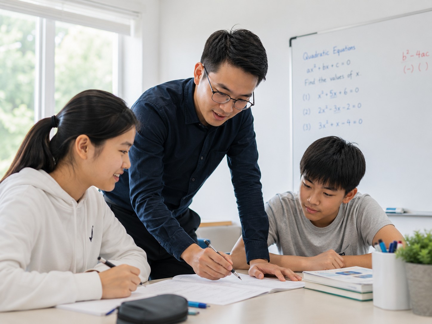Teacher giving personalised academic guidance to students